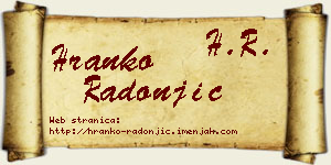 Hranko Radonjić vizit kartica